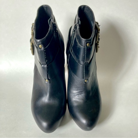 Diesel Melrose Sydney Double Buckle Leather Booties Platform Heel Boots 41 / 10 - Picture 5 of 11